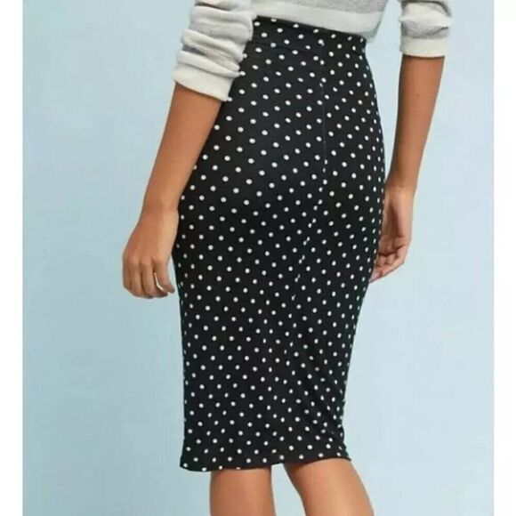 NWT Bailey 44 Hyena Polka Dot Black Stretchy Office Pencil Coquette Bow Skirt S - Picture 2 of 12